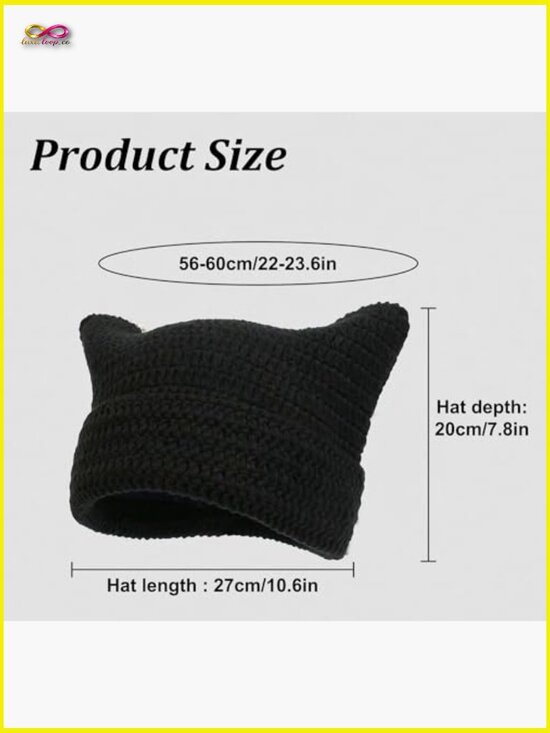 Cat Ear Knitted Hat Cute Slouchy Beanie Vintage Winter Warm Accessory